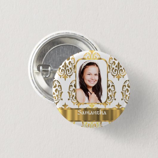 Weißer Damast Button (Vorne & Hinten)