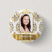 Weißer Damast Button (Vorderseite)
