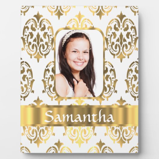 Weißer Damast Fotoplatte (Vorderseite)