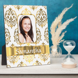 Weißer Damast Fotoplatte