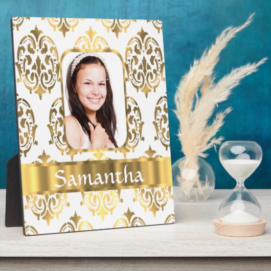 Weißer Damast Fotoplatte (Seite)