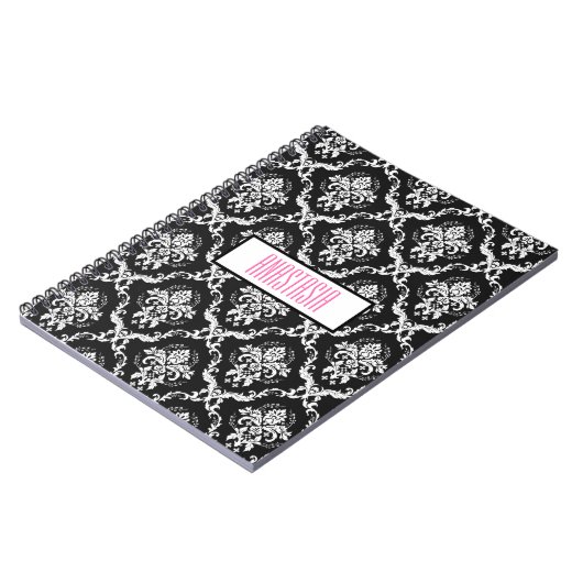 Weißer Damast mit Monogramm Notizblock (Linke Seite)