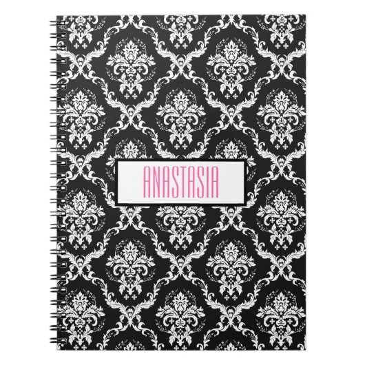 Weißer Damast mit Monogramm Notizblock (Vorderseite)