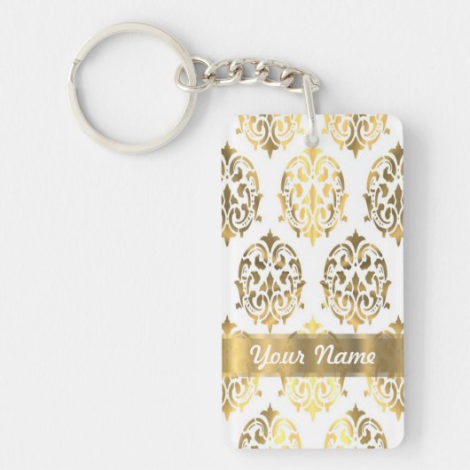 Weißer Damast Schlüsselanhänger (Vorderseite)