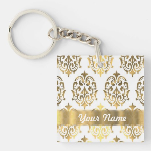 Weißer Damast Schlüsselanhänger (Vorderseite)
