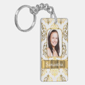 Weißer Damast Schlüsselanhänger (Vorderseite links)