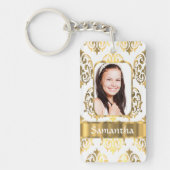 Weißer Damast Schlüsselanhänger (Vorderseite)