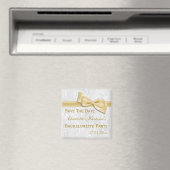 Weißer Damast-u. Imitat-Bogen Bachelorette Save Magnet (In Situ (Geschirrspüler))