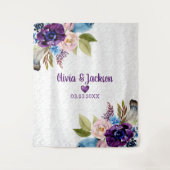 Weißer Damast und Aquarell-Blume Wandteppich (Vorderseite)