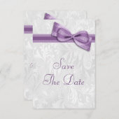 Weißer Damast und Bogen von Imitaten Save the Date (Vorne/Hinten)