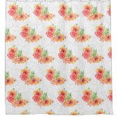 Weißer Damast und farbenfrohe Blume Duschvorhang (Vorderseite)