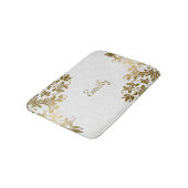 Weißer Damast und Gold-Wirbel Badematte (Schrägansicht)