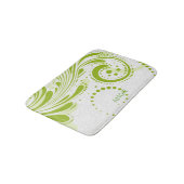 Weißer Damast und grüne Wirbel Badematte (Schrägansicht)