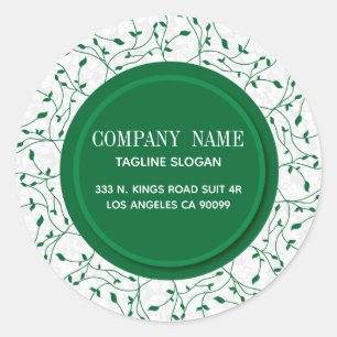 Weißer Damast und grüner Kreis Runder Aufkleber