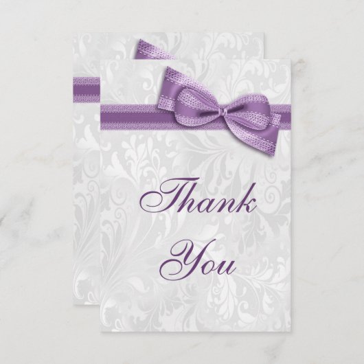 Weißer Damast-und Imitat-Bogen danken Ihnen Dankeskarte (Vorne/Hinten)