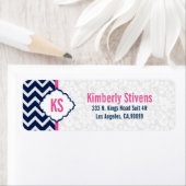 Weißer Damast und Navy Blue Zickzack (Insitu)