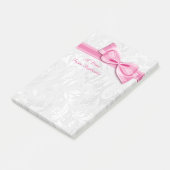 Weißer Damast und rosa Imitat-Bogen Post-it Klebezettel (angewinkelt)