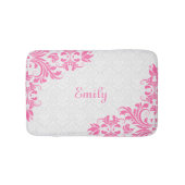 Weißer Damast und rosa Wirbel Badematte (Vorderseite)