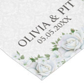 Weißer Damast und Rose - Save the Date Kurzer Tischläufer (Ecke)