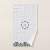 Weißer Damast und schwarzer Rand Badhandtuch Set (Handtuch)