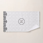 Weißer Damast und schwarzer Rand Badhandtuch Set (Handtuch)