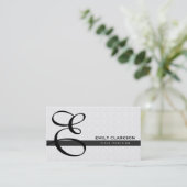 Weißer Damast und schwarzer Streifen Visitenkarte (Stehend Vorderseite)