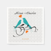 Weißer Damast und Vögel Serviette (Vorderseite)