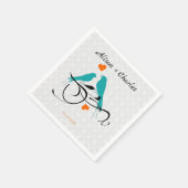 Weißer Damast und Vögel Serviette (Ecke)