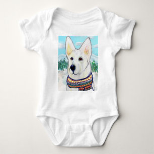 Weißer Deutscher Schäferhund Baby Strampler