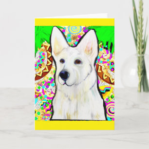 Weißer Deutscher Schäferhund Bling Feiertagskarte