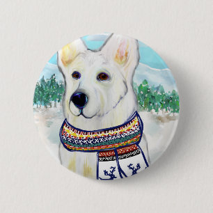 Weißer Deutscher Schäferhund Button
