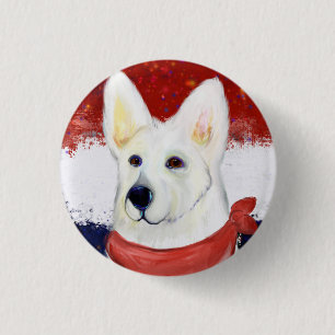Weißer Deutscher Schäferhund Button