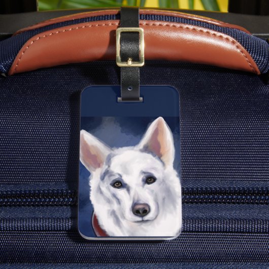 WEIßER DEUTSCHER SCHÄFERHUND GEPÄCKANHÄNGER (Vorderseite Insitu 2)
