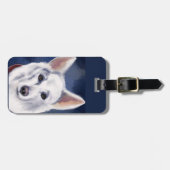 WEIßER DEUTSCHER SCHÄFERHUND GEPÄCKANHÄNGER (Vorderseite horizontal)