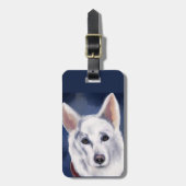 WEIßER DEUTSCHER SCHÄFERHUND GEPÄCKANHÄNGER (Vorderseite vertikal)