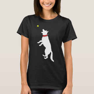 Weißer Deutscher Schäferhund Gsd Fängt Gelben Tenn T-Shirt