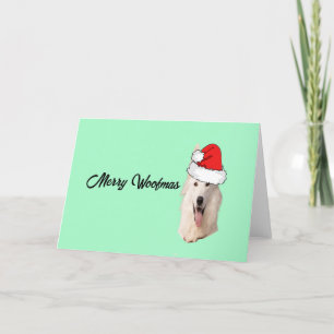 Weißer Deutscher Schäferhund mit Santa-Hut  Feiertagskarte