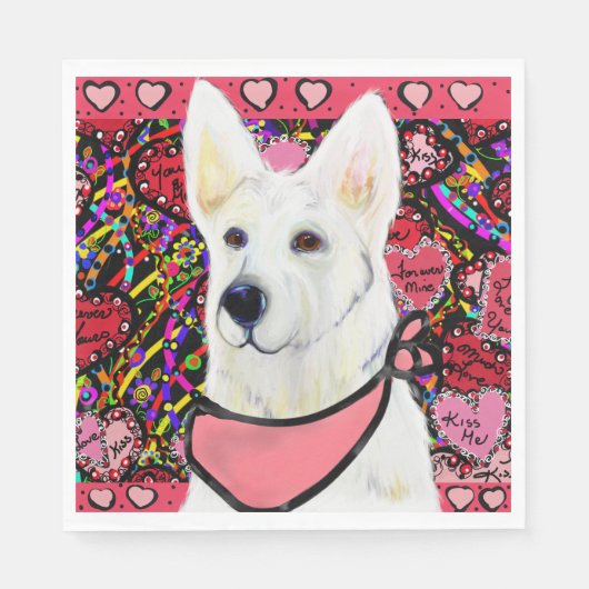 Weisser Deutscher Schäferhund Serviette (Vorderseite)