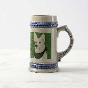 Weißer Deutscher Schäferhund St. Patty Bierglas