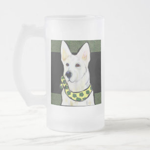 Weißer Deutscher Schäferhund St. Patty Mattglas Bierglas