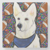 Weißer Deutscher Schäferhund Steinuntersetzer (Vorderseite)