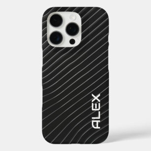 Weißer Diagonal Pinstrich auf schwarz - Minimalist iPhone 16 Pro Hülle