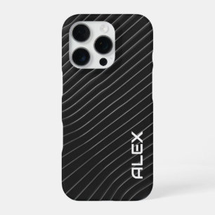 Weißer Diagonal Pinstrich auf schwarz - Minimalist iPhone 16 Pro Hülle
