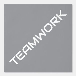 Weißer Diagonaler TEAMWORK Text auf hellgrau Tapete