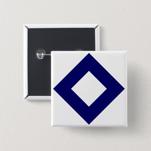 Weißer Diamant, feine blaue Grenze Button (Vorne & Hinten)