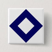 Weißer Diamant, feine blaue Grenze Button (Vorderseite)