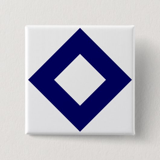 Weißer Diamant, feine blaue Grenze Button (Vorderseite)