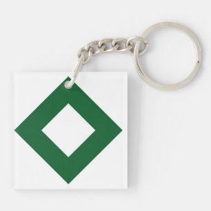 Weißer Diamant, feine grüne Grenze Schlüsselanhänger