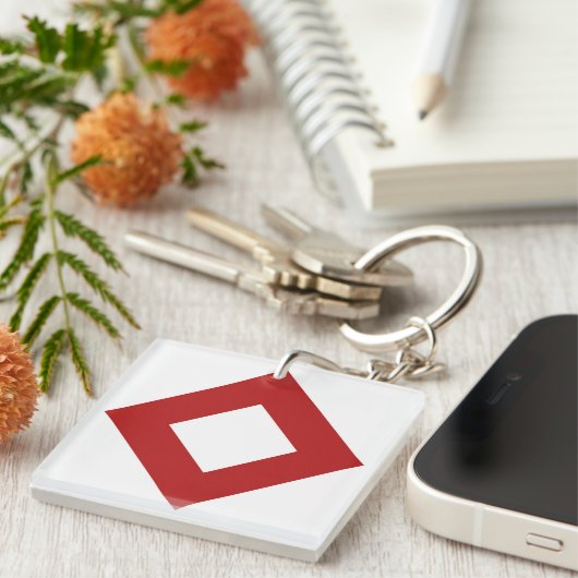 Weißer Diamant, feine rote Grenze Schlüsselanhänger (Vorderseite rechts)