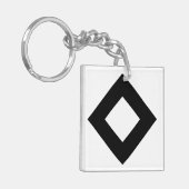 Weißer Diamant, feine schwarze Grenze Schlüsselanhänger (Vorderseite links)